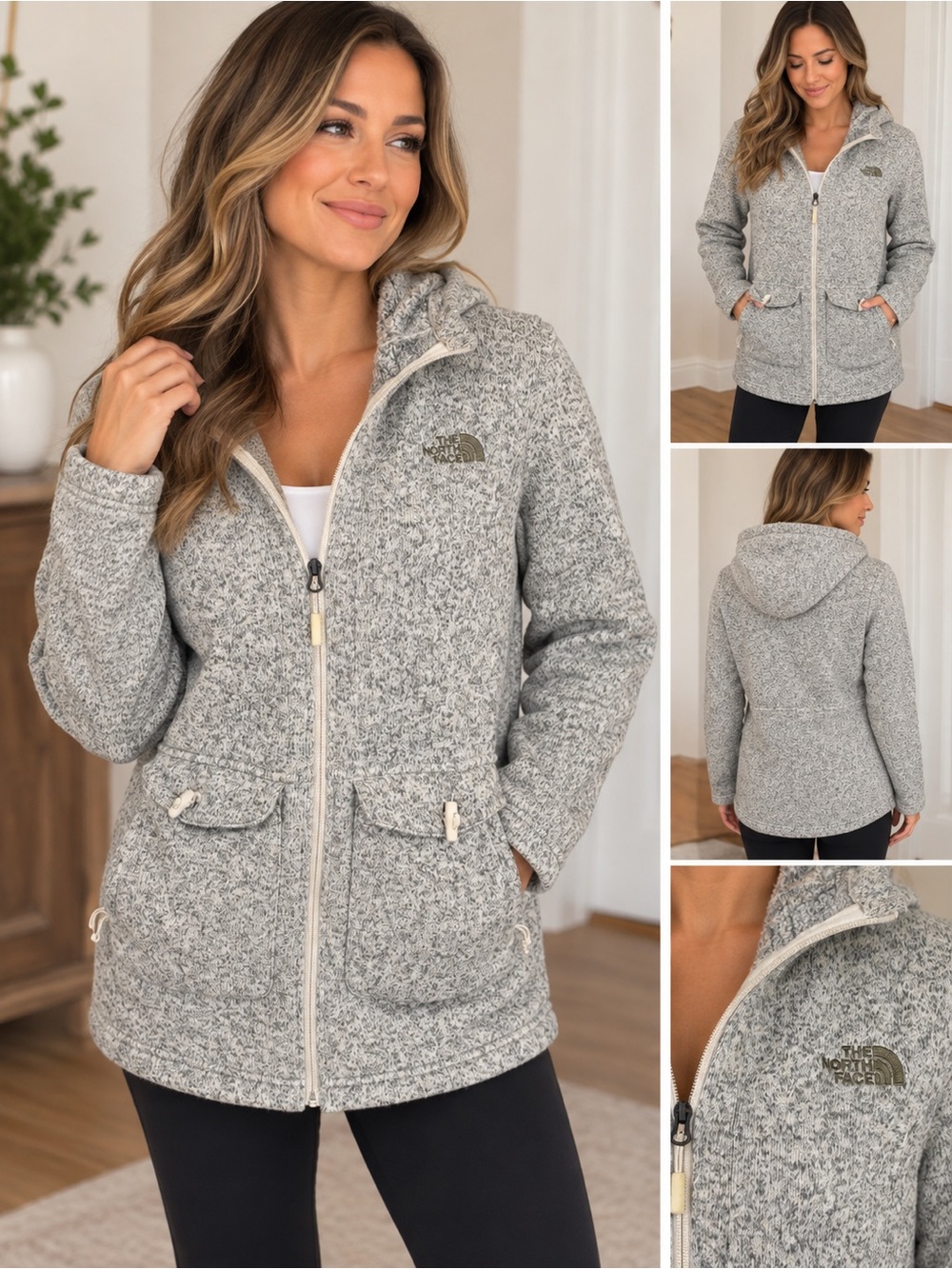 The North Face Women's Crescent Hooded Fleece Parka Jacket Gray
Large
